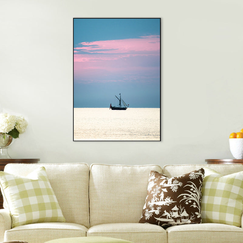 Tropix Canvas Wall Art Pink and Blue Ocean Scenery with Sunset Glow Wall Decoration