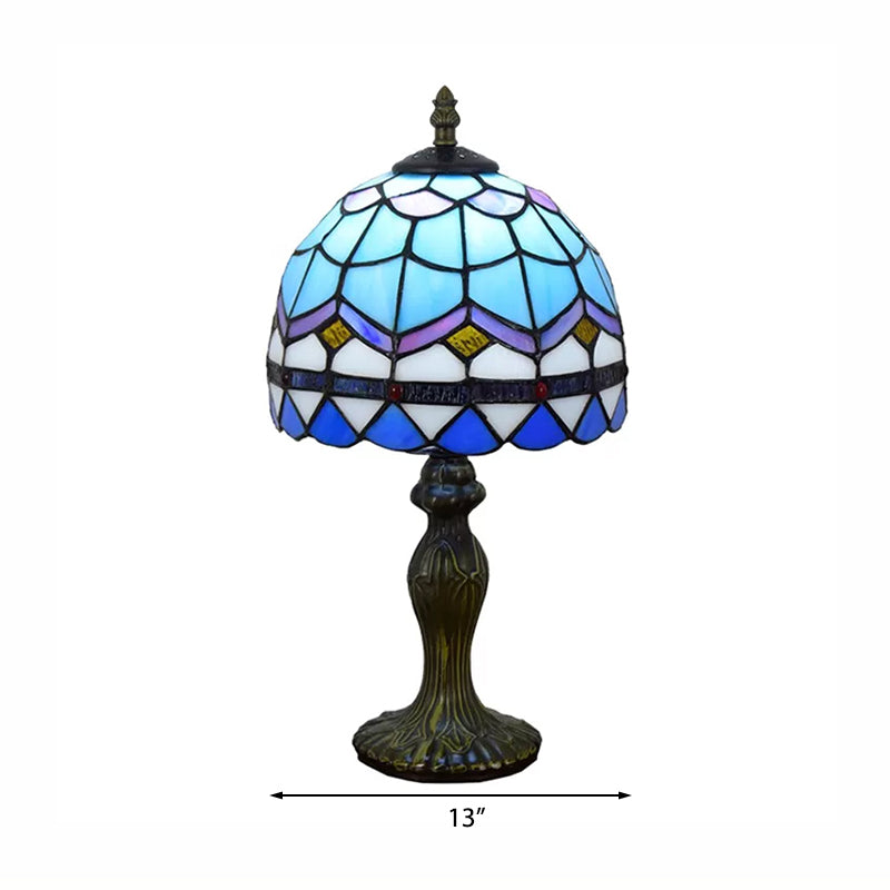 1 Licht 6 "/8" W gewölbte Tischlampe Barockstil Buntglas Schlafzimmer Tischbeleuchtung in Blau/Braun