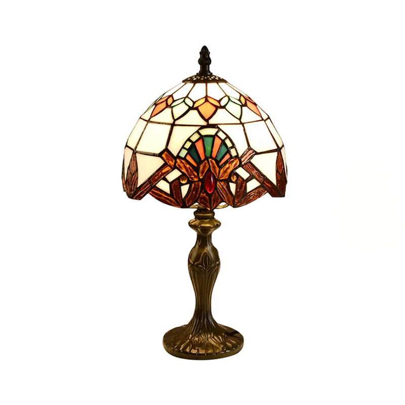 1 Licht 6 "/8" W gewölbte Tischlampe Barockstil Buntglas Schlafzimmer Tischbeleuchtung in Blau/Braun