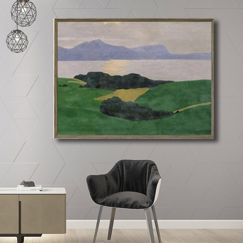Strukturierter Meereslandschafts-Wandkunst-Vintage-Leinwanddruck in Grün für Schlafzimmer, mehrere Größen erhältlich