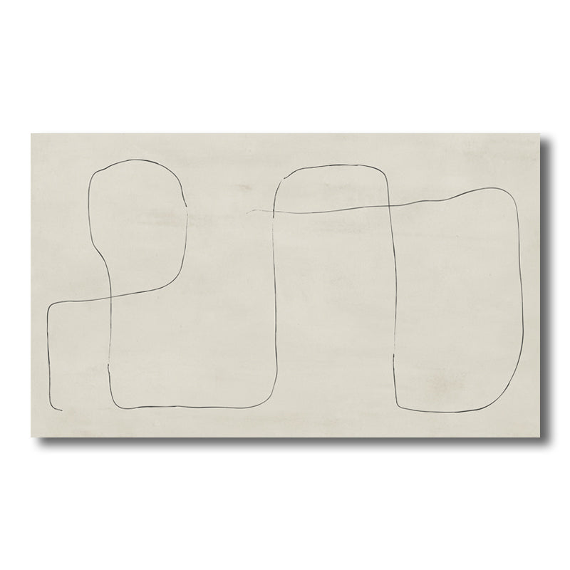 Beige Mountain Wall Art Abstract Line Drawing Minimalist Textured Canvas Print for Room