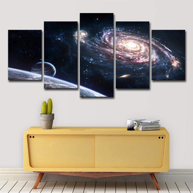Space Vortex Canvas Print Pink and Black Science Fiction Wall Art Decor for Bedroom