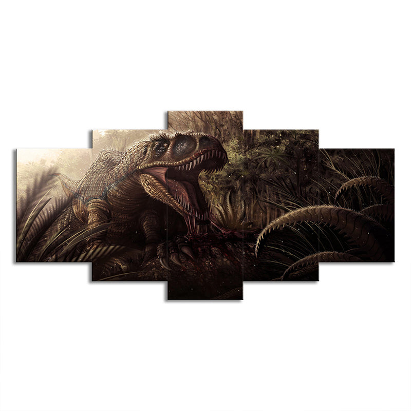 Brown Digital Print Dinosaur Canvas Fantasy Sci-Fi Multi-Piece Wall Art for Room