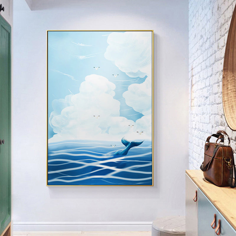 Toile imprimée de paysage artistique pour enfants, décoration murale texturée de couleur Pastel pour chambre à coucher