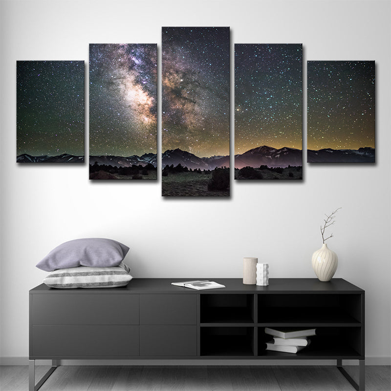 Kids Galaxy Starry Night Canvas Black Multi-Piece Wall Art Print for Living Room