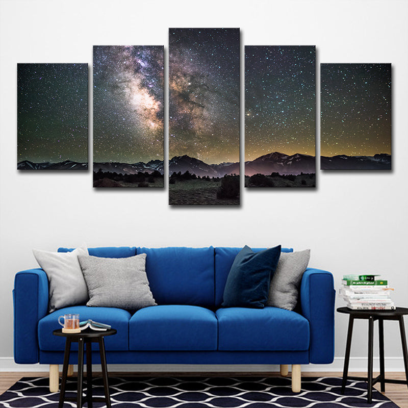 Kids Galaxy Starry Night Canvas Black Multi-Piece Wall Art Print for Living Room