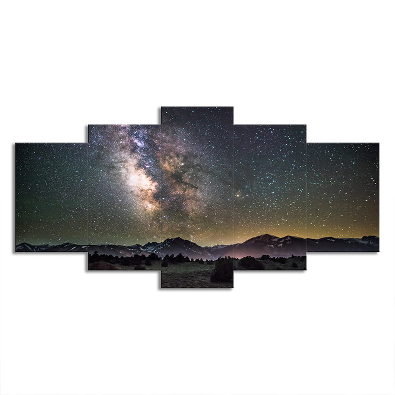 Kids Galaxy Starry Night Canvas Black Multi-Piece Wall Art Print for Living Room