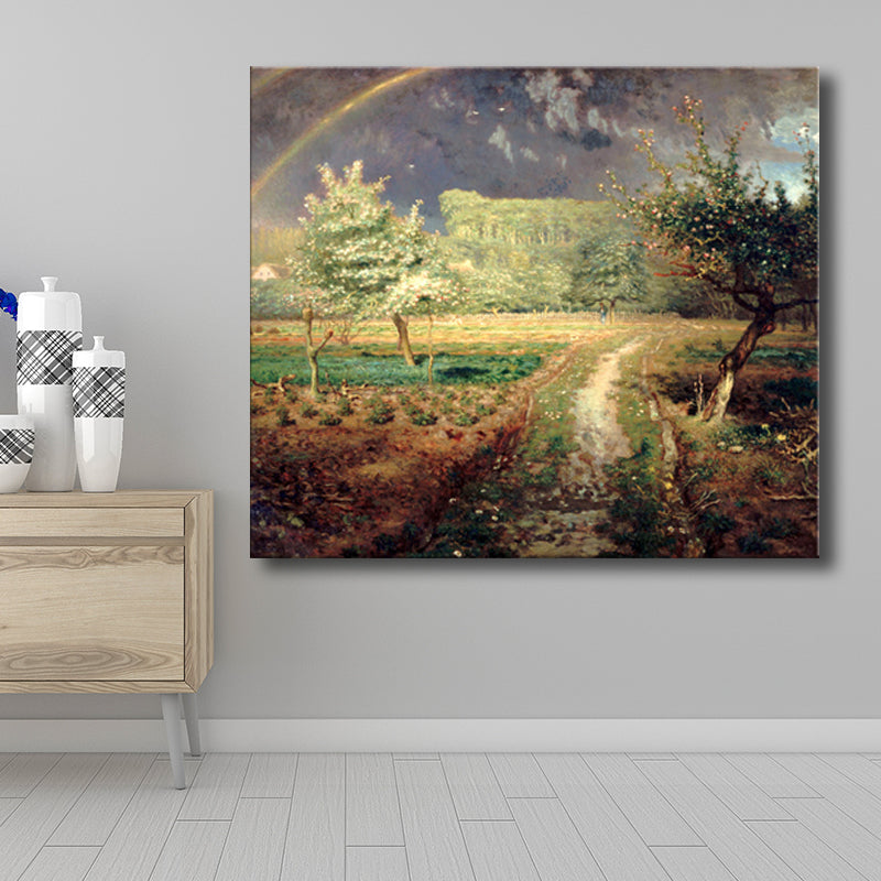 Photograph Idyllic Scenery Wall Art Decor Brown Canvas Painting Textured for Living Room