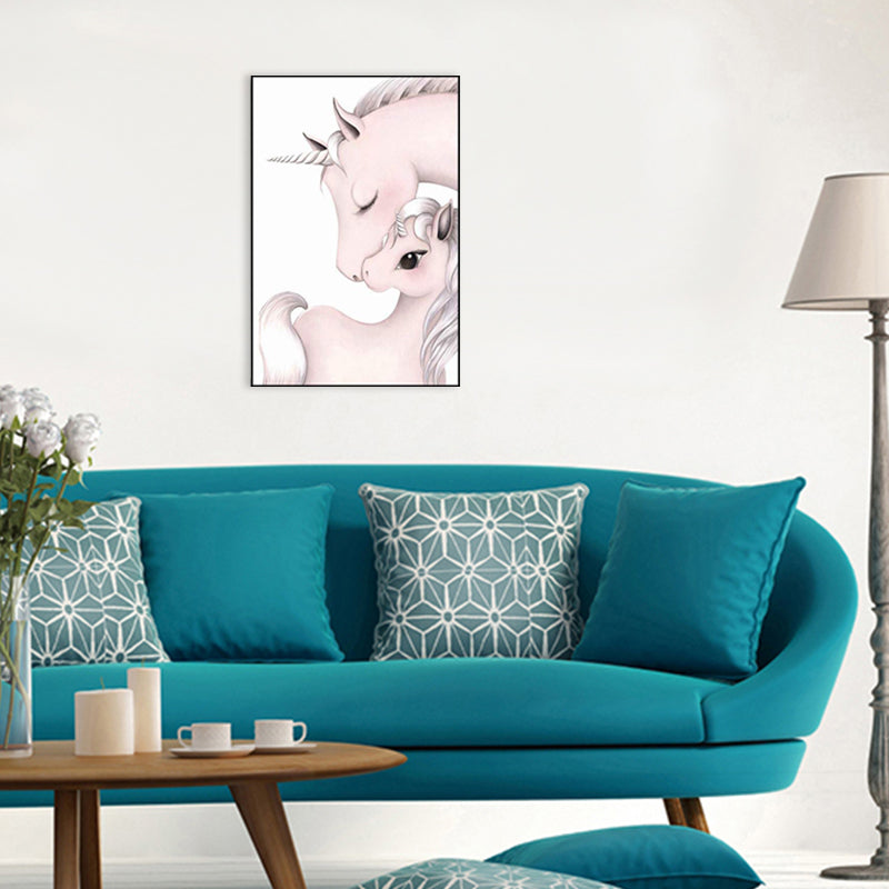 Kids Style Wall Art Print Pink Novelty Unicorn Painting, Multiple Sizes Available