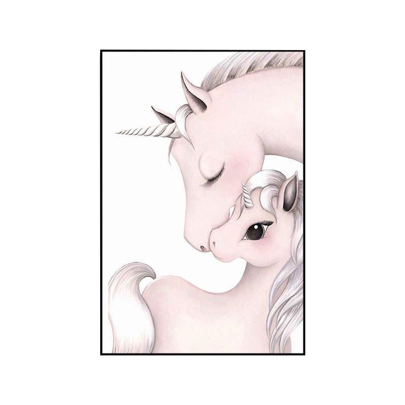 Kids Style Wall Art Print Pink Novelty Unicorn Painting, Multiple Sizes Available