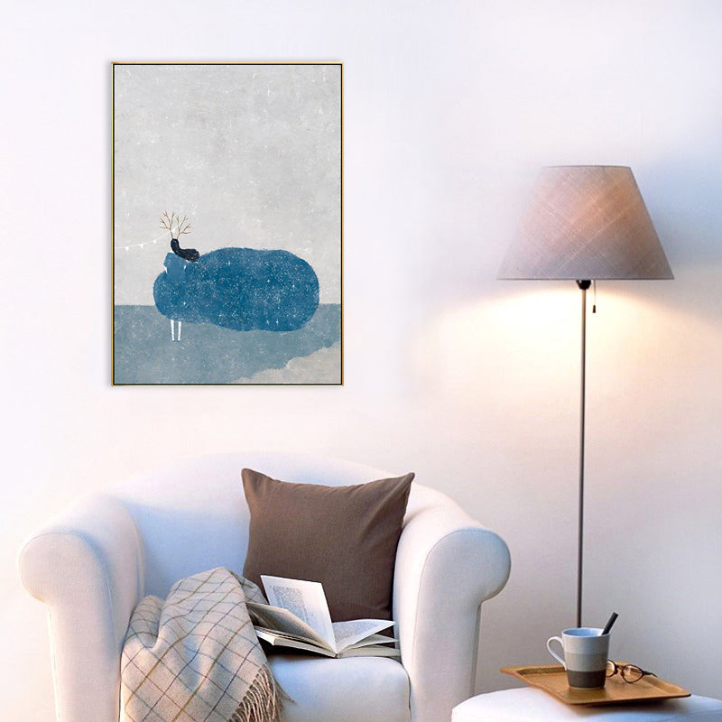 Dreamy Girls Playing Drawing Canvas House Interior Figure Print Wall Art in Soft Color