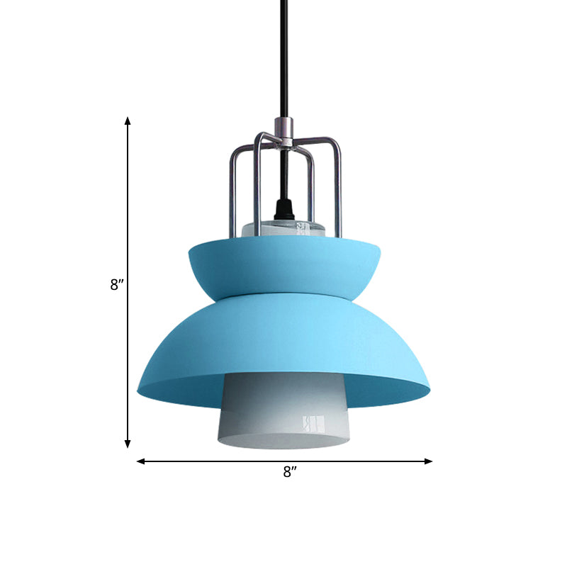 1 lámpara de techo de dormitorio ligero con tazón de tono metálico Macaron estilo gris/lámpara colgante rosa