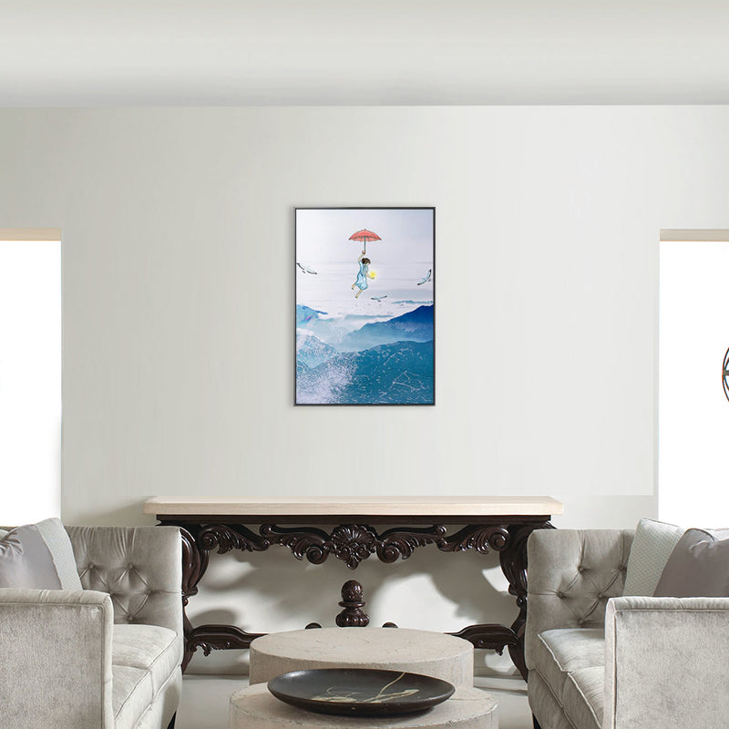 Colossal Sea and Kid Painting for Children Bedroom in Blue, Multiple Sizes Options