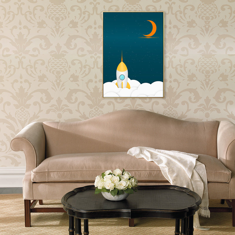 Toile de peinture de l'espace extérieur de Style enfants, décor mural texturé de couleur douce pour salle de bain