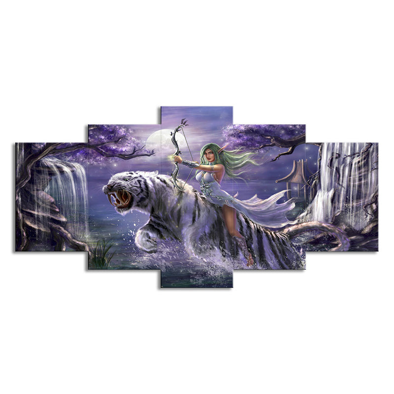 Kid Animal Game Character Canvas Purple Teenage Bedroom Wall Art, Multi-Piece