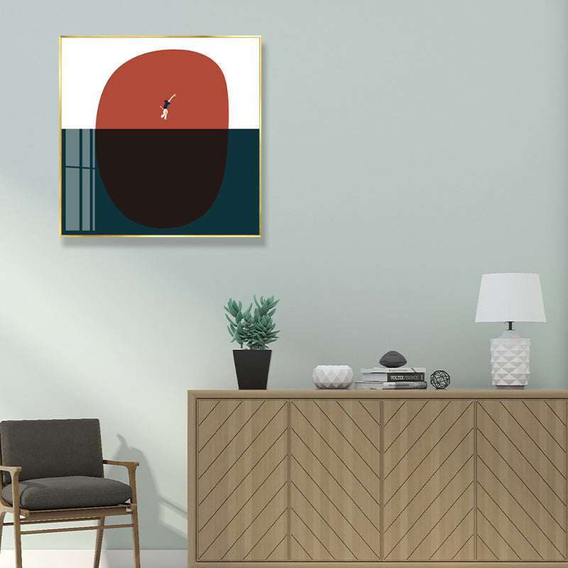 Childrens Art Abstract Drawing Canvas Dark Color Textured Wall Decor for Family Room