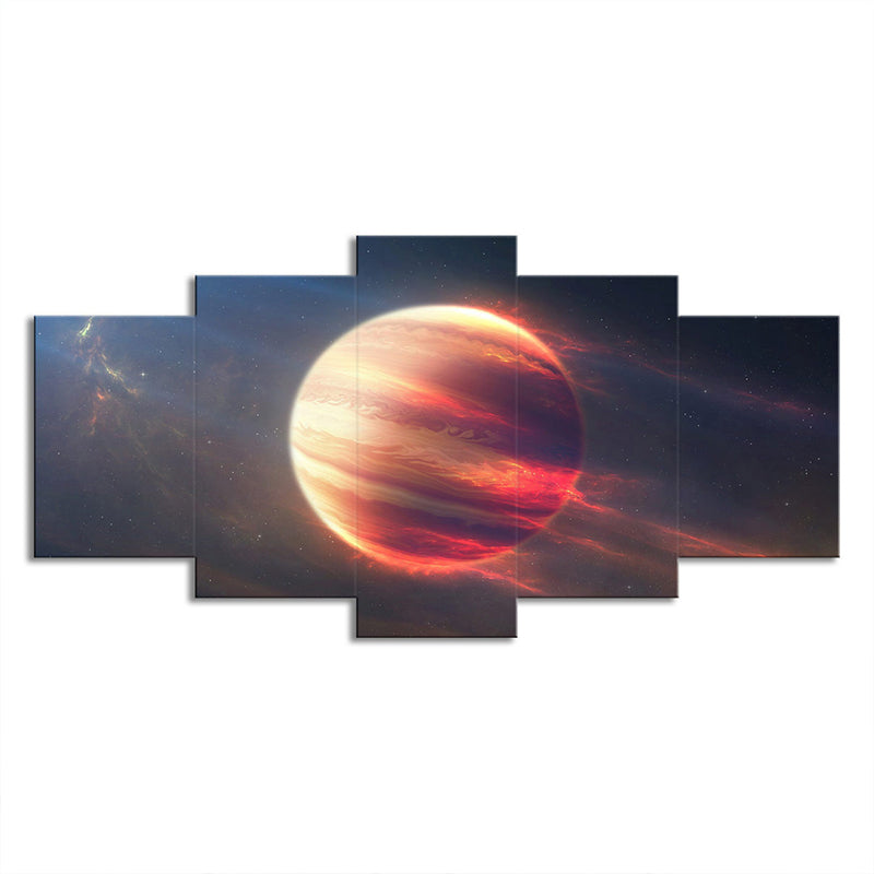 Mars Sphere Wall Art Print Multi-Piece Fictional Living Room Canvas in Red and Black