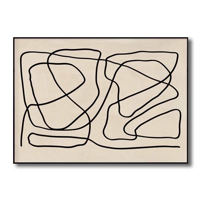 Chaos Line Canvas Wall Art Black and Beige Minimalism Wall Decor for Living Room