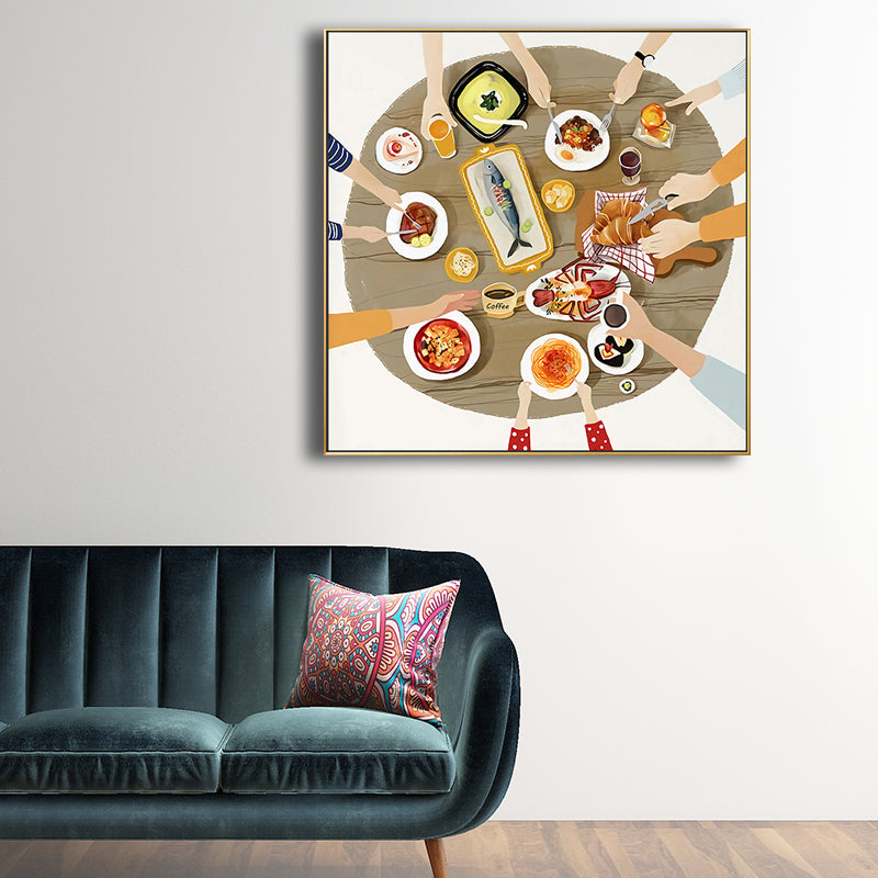 Brown Scandinavian Canvas Foods Wall Art Print for Kitchen, Multiple Sizes Options
