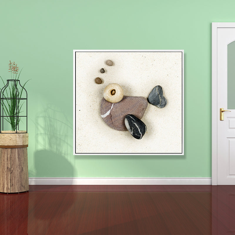 Soft Color Fish Pattern Canvas Textured Wall Print for Kids Bedroom, Multiple Sizes