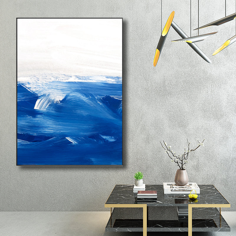 Blue Contemporary Painting Brush Stroke Wall Art Decor for Kitchen, Multiple Sizes