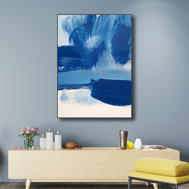 Blue Contemporary Painting Brush Stroke Wall Art Decor for Kitchen, Multiple Sizes