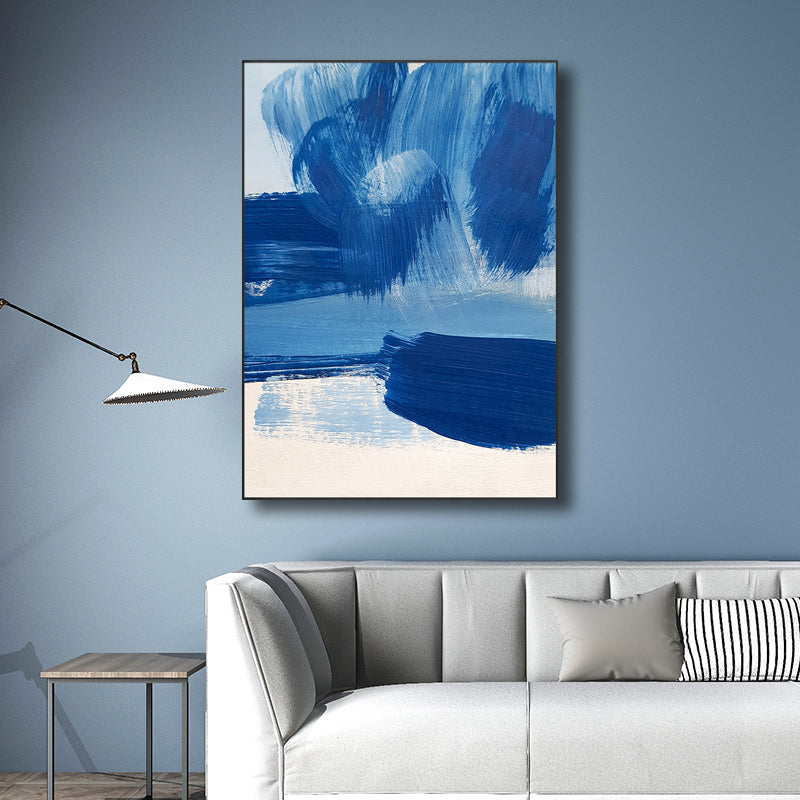 Blue Contemporary Painting Brush Stroke Wall Art Decor for Kitchen, Multiple Sizes