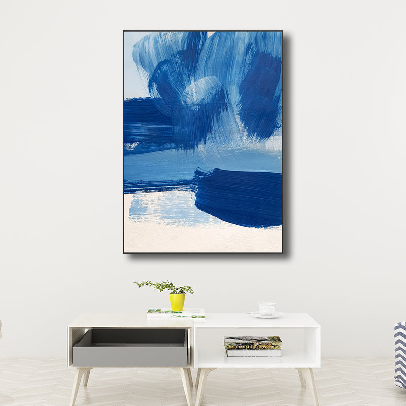 Blue Contemporary Painting Brush Stroke Wall Art Decor for Kitchen, Multiple Sizes