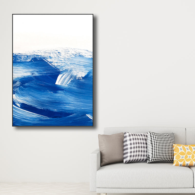 Blue Contemporary Painting Brush Stroke Wall Art Decor for Kitchen, Multiple Sizes