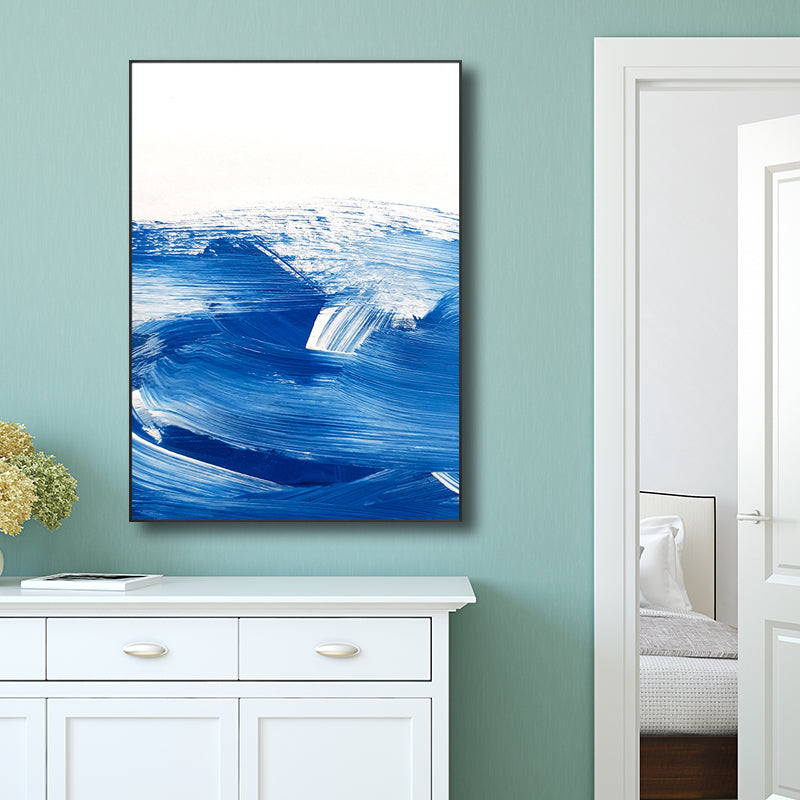Blue Contemporary Painting Brush Stroke Wall Art Decor for Kitchen, Multiple Sizes