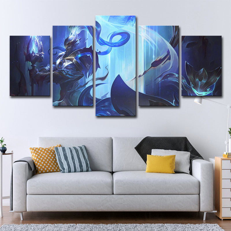 League of Legends Character Art Print Multi-Piece Kid Boys Room Wall Decor in Blue