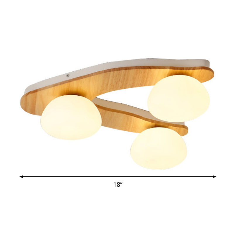 Nordic Stylish Oval Ceiling Mount Light Milk Glass Wood Ceiling Fixture for Study Room