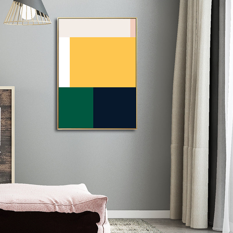 Scandinavian Geometry Wall Decor Canvas Textured Yellow Painting for Living Room