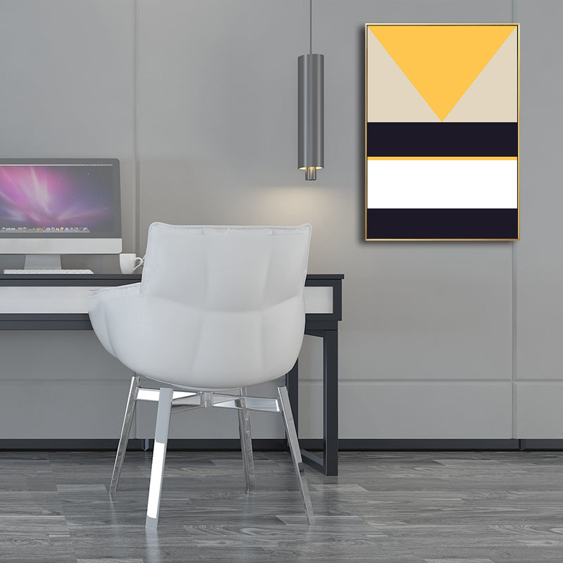 Scandinavian Geometry Wall Decor Canvas Textured Yellow Painting for Living Room