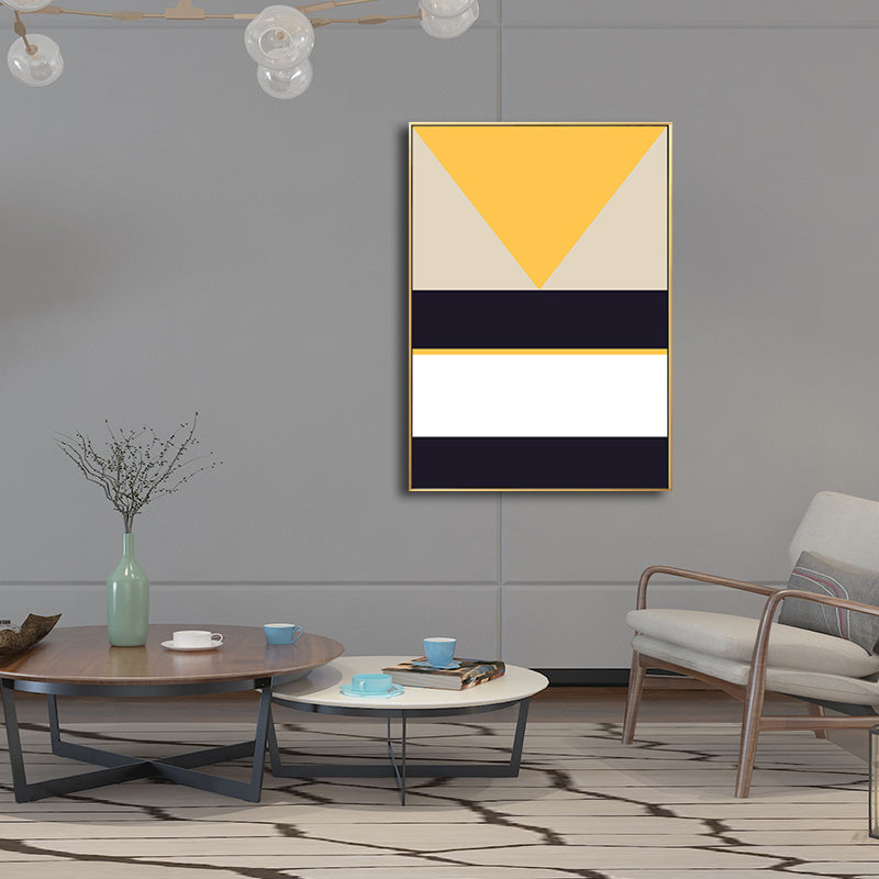 Scandinavian Geometry Wall Decor Canvas Textured Yellow Painting for Living Room