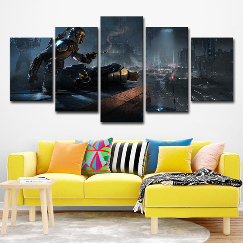 Digital Print Star Wars Canvas Wall Art for Boys Bedroom, Dark Blue, Multi-Piece