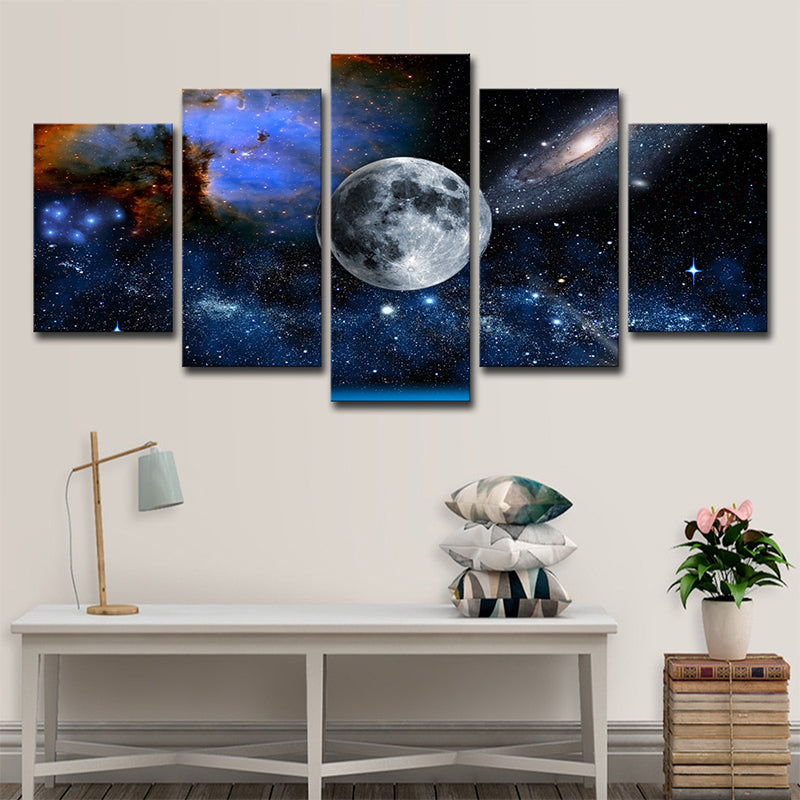 Multi-Piece Cosmos View Art Print Canvas Science Fiction Wall Decor for Teens Room