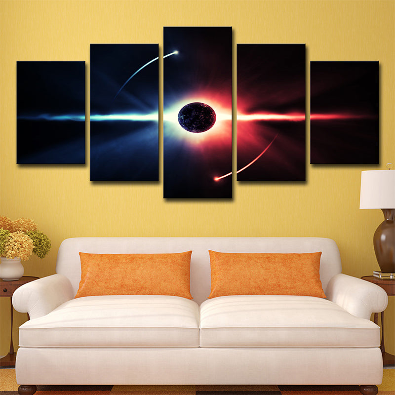 Black Sci-Fi Canvas Art Digital Print Cosmos Eclipse Wall Decor for House Interior