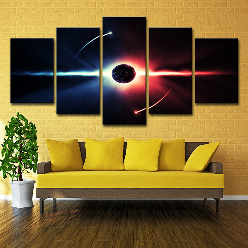 Black Sci-Fi Canvas Art Digital Print Cosmos Eclipse Wall Decor for House Interior
