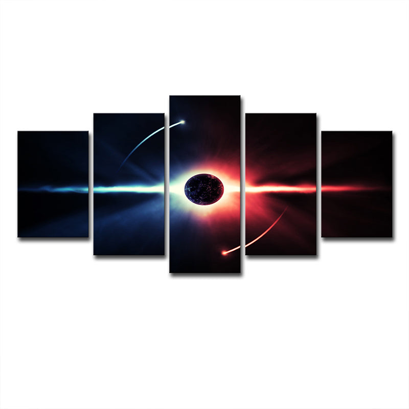 Black Sci-Fi Canvas Art Digital Print Cosmos Eclipse Wall Decor for House Interior