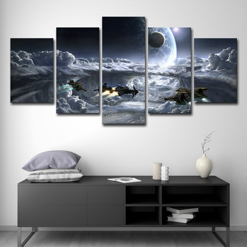 Outer Space Fighters Canvas Print Fictional Multi-Piece Living Room Wall Art Decor