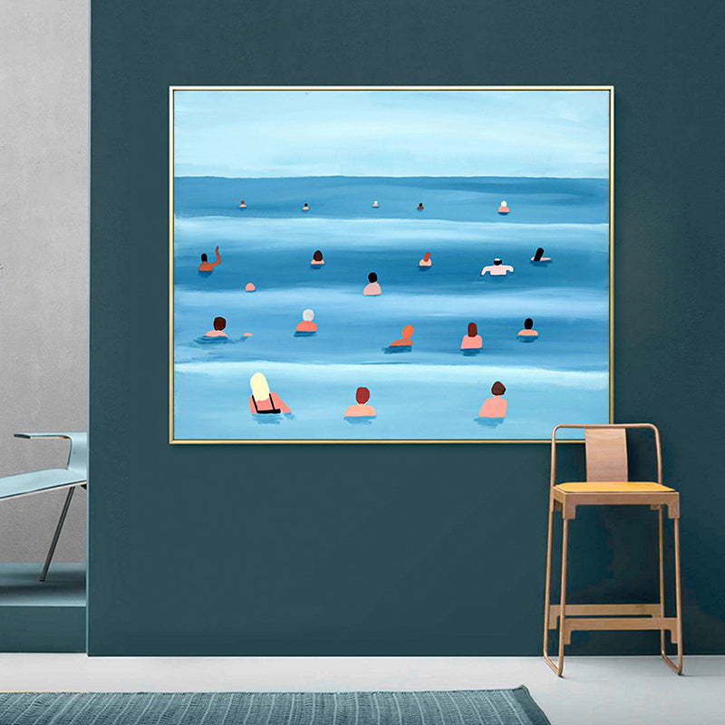 Peinture sur toile texturée, décoration murale de Sport de mer tropicale, couleur douce pour salle à manger