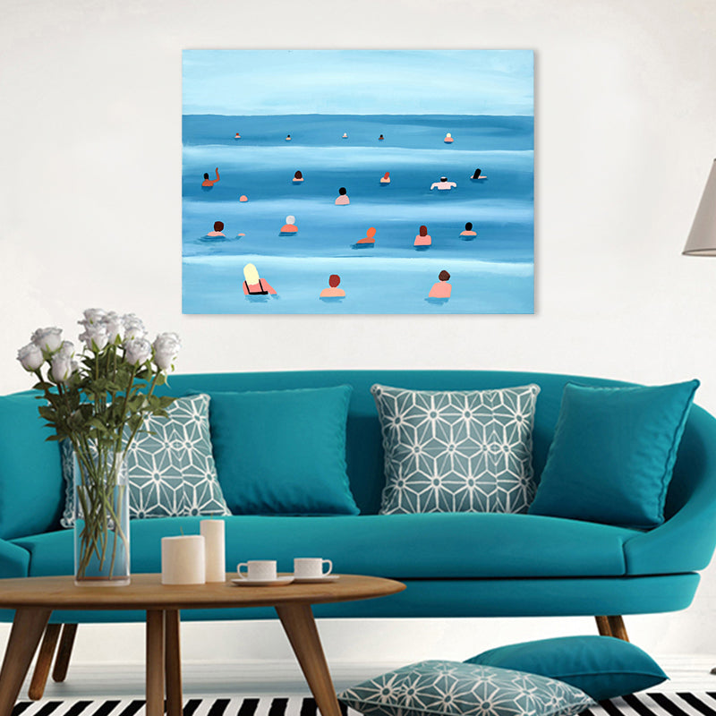 Peinture sur toile texturée, décoration murale de Sport de mer tropicale, couleur douce pour salle à manger
