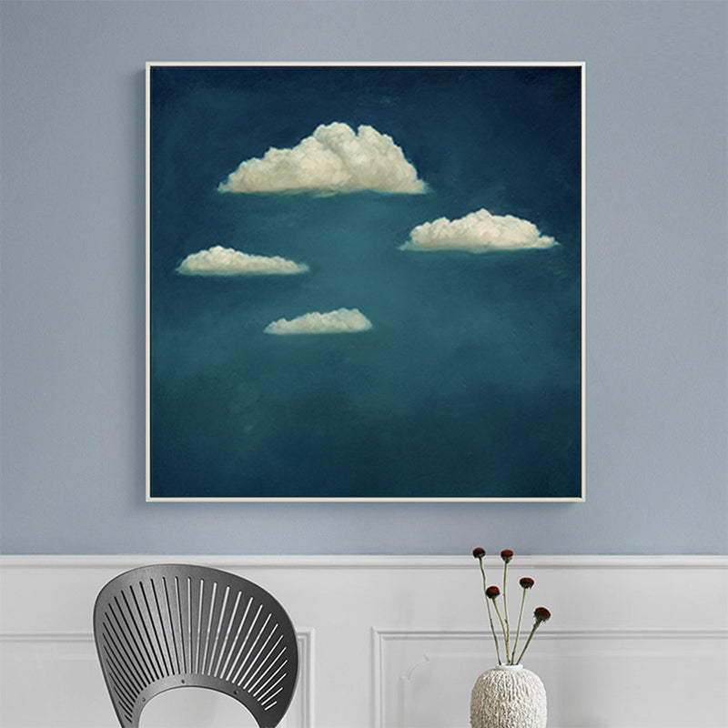 Cartoon Cloud Art Print Blue Wall Decor for Living Room, Multiple Sizes Available
