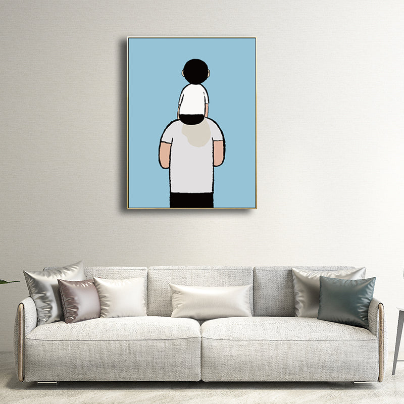 Childrens Art Kids Canvas Print Father Playing with His Baby Soft Color Wall Decor