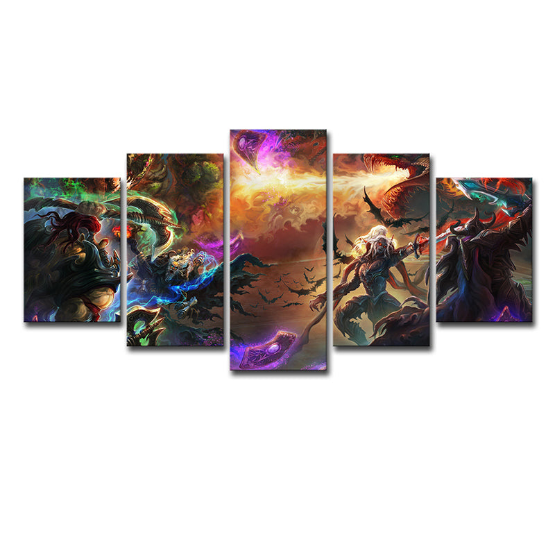 LOL World of Warcraft Art Print Yellow Canvas Made Wall Decor for Room, Multi-Piece