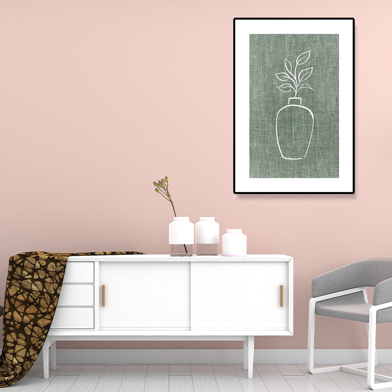 Minimalism Botanical and Vase Painting Green Girls Bedroom Wall Art, Multiple Sizes