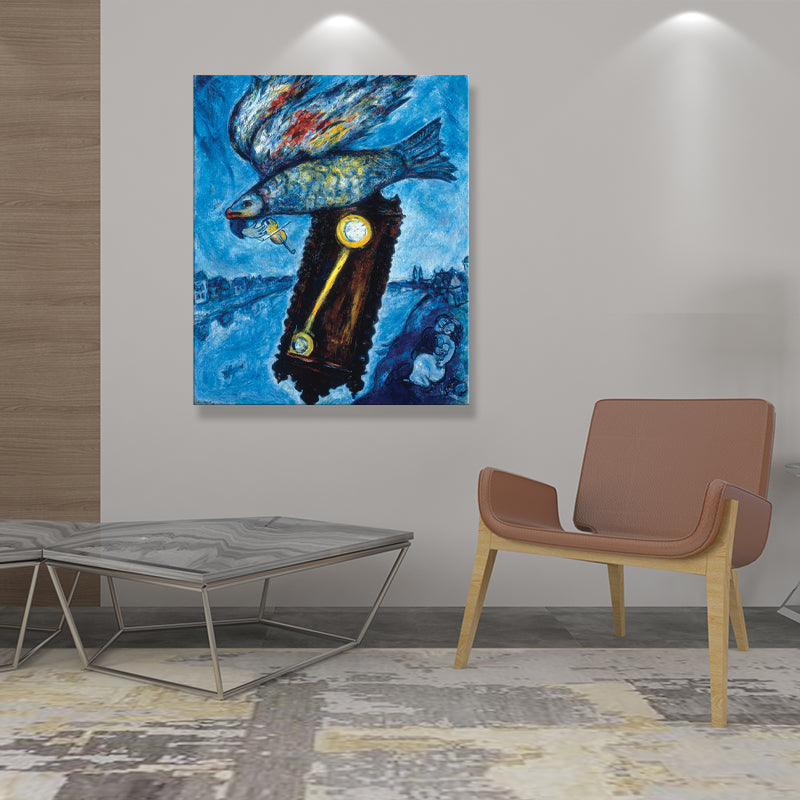 Fish in the River Painting Cartoon Textured Living Room Wall Art Decor, Multiple Sizes