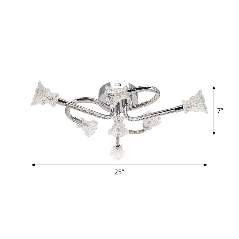 Roestvrijstalen LED bloemen semi-spoelige eigentijds gesneden kristallen plafond gemonteerd armatuur in warm/wit licht