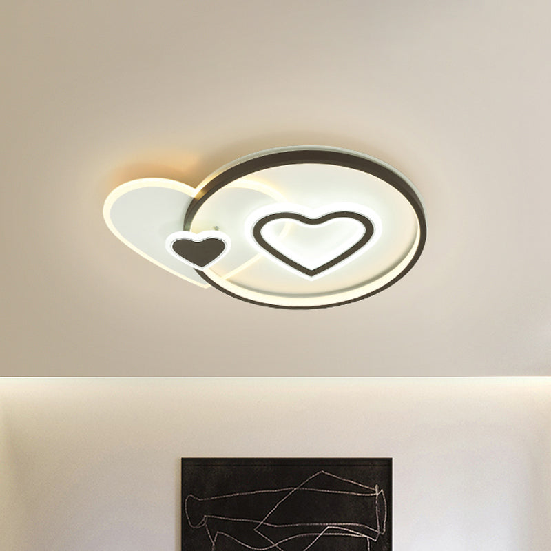 Loving Heart/Star Flushmount Lighting Contemporary Acrylic LED Black Ceiling Light Fixture for Sleeping Room